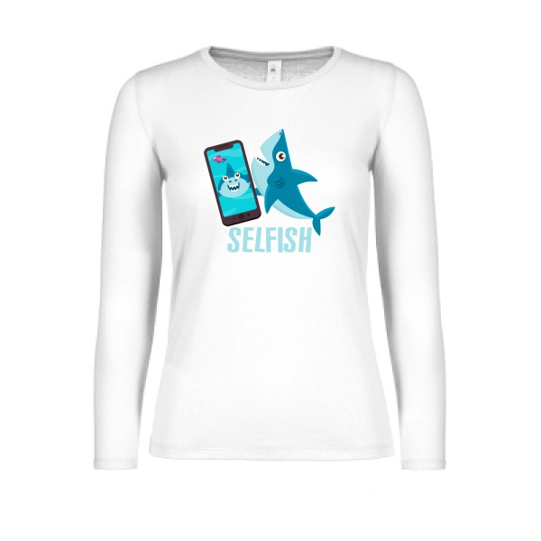 Selfish - T-shirt femme manches longues léger Geek pour Femme -modèle B&C - E150 LSL women  - thème humour Geek -