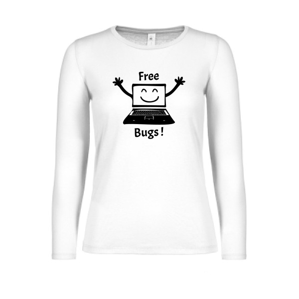 FREE BUGS ! - T-shirt femme manches longues léger Femme - Thème Geek -B&C - E150 LSL women -