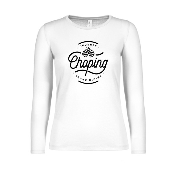 Journée Choping -T-shirt femme manches longues léger bière - Femme -B&C - E150 LSL women  -thème alcool humour - 