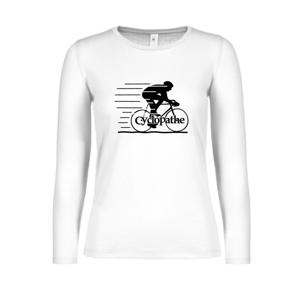 T shirt humoristique sur le thème du velo - CYCLOPATHE !- Modèle T-shirt femme manches longues léger-B&C - E150 LSL women -