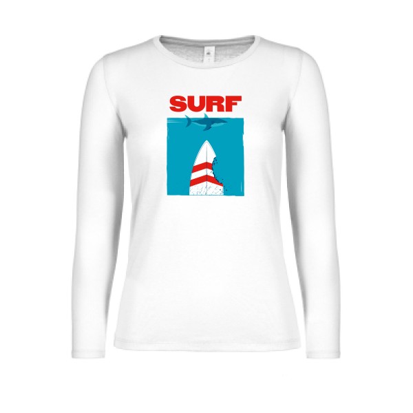 SURF -T-shirt femme manches longues léger sympa  Femme -B&C - E150 LSL women  -thème  surf -