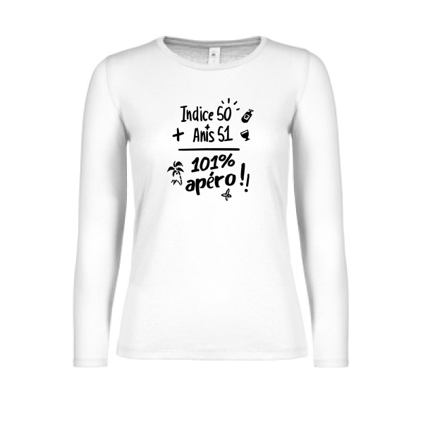 T-shirt femme manches longues léger - B&C - E150 LSL women  - 101 pourcent apéro !!