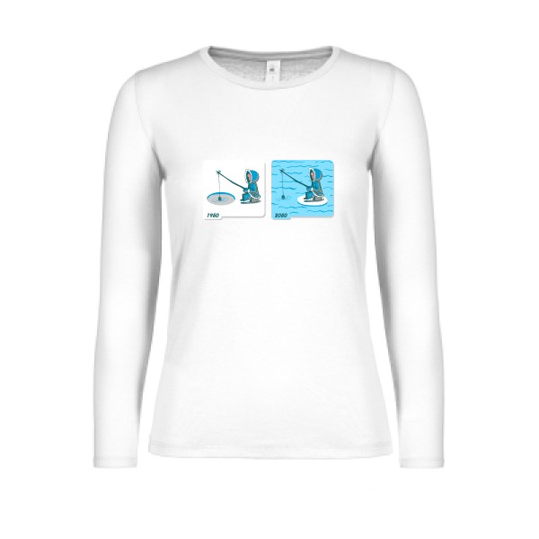 T shirt Femme humour -Fishing in Arctic - B&C - E150 LSL women 