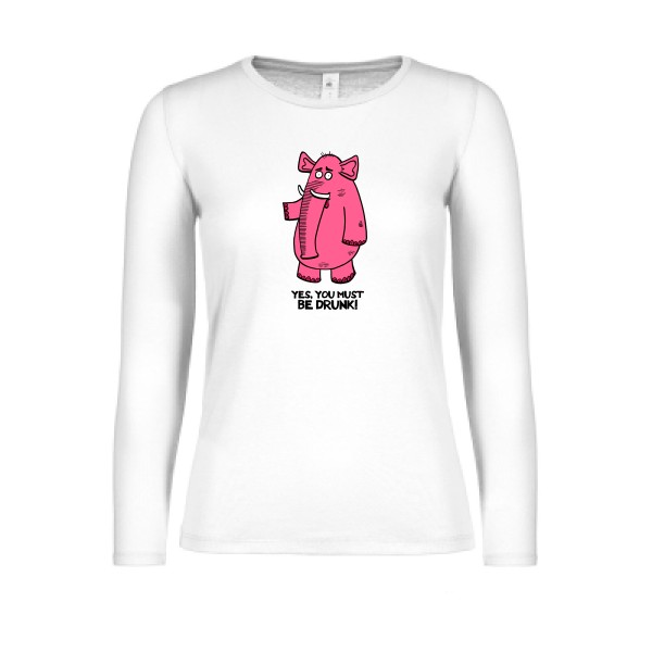 T-shirt femme manches longues léger original  Homme - Pink elephant -