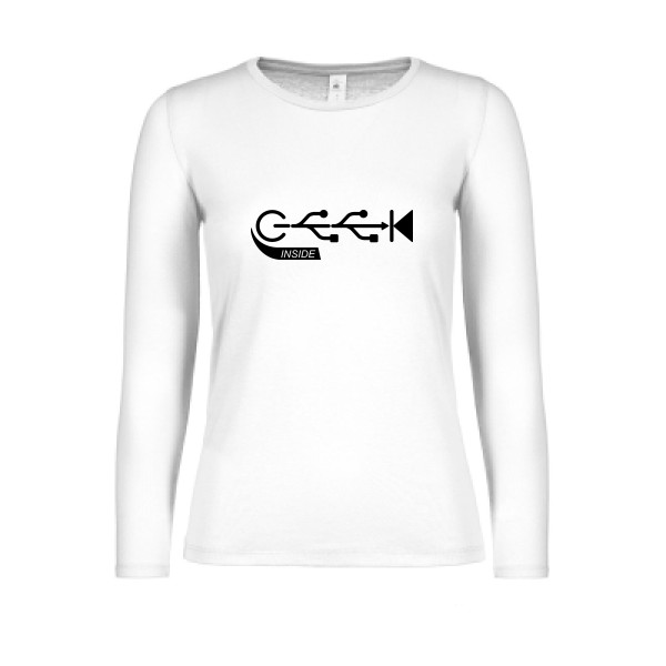 T-shirt femme manches longues léger Femme geek - Geek inside - 