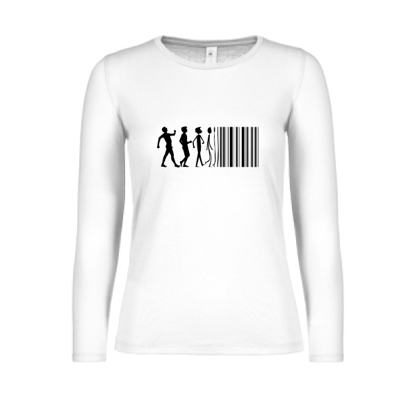 code barre - T-shirt femme manches longues léger Geek pour Femme - modèle B&C - E150 LSL women  - thème geek et gamer -