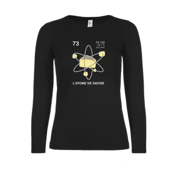 L'Atome de Savoie. - T-shirt femme manches longues léger humoristique pour Femme -modèle B&C - E150 LSL women  - thème montagne -