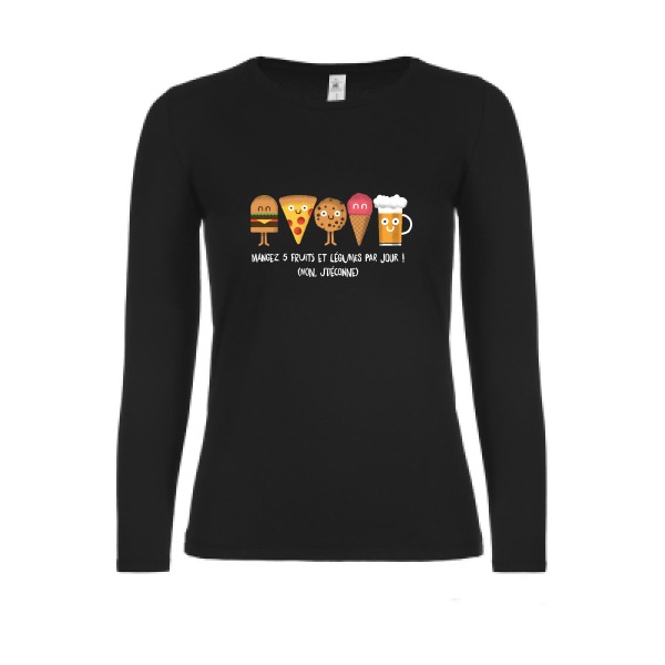 5 fruits et légumes - Tee shirt humoristique Femme - modèle B&C - E150 LSL women  - thème humour et pub -