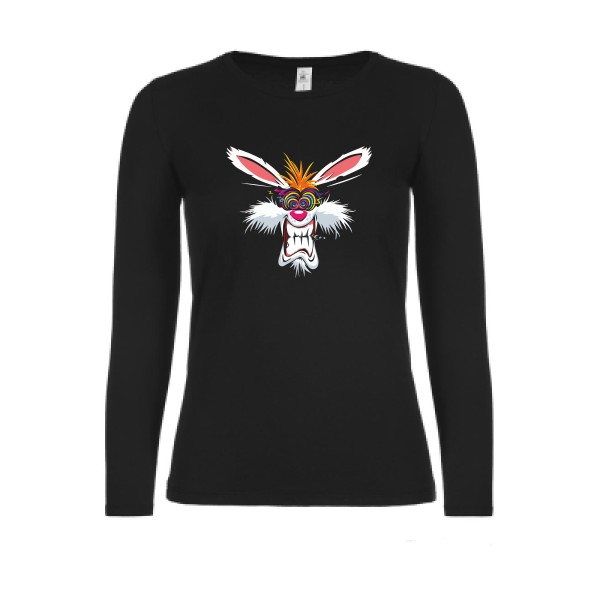 Rabbit  - Tee shirt humoristique Femme - modèle B&C - E150 LSL women  - thème graphique -