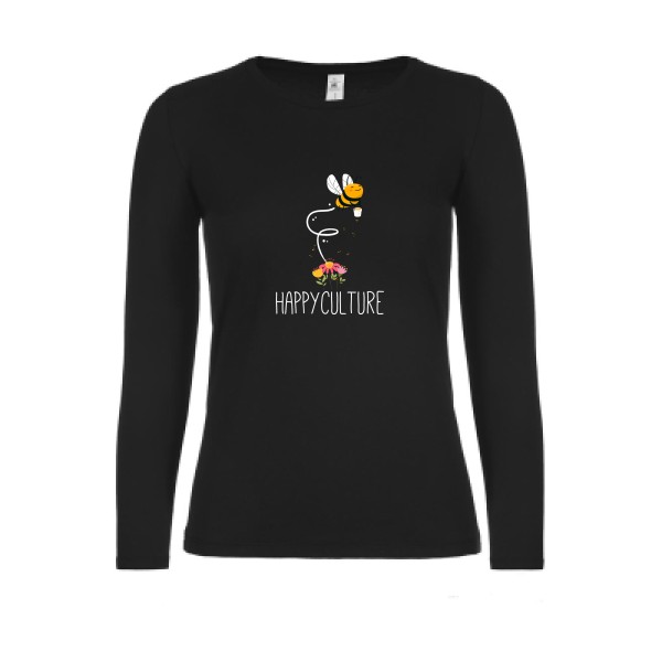 happy-  T shirt humoristique - Modèle T-shirt femme manches longues léger de chez B&C - E150 LSL women 