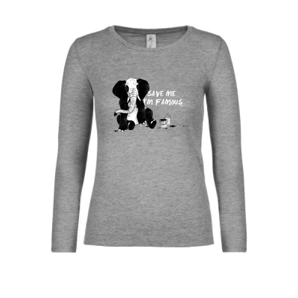 pandaléphant- T-shirt femme manches longues léger imprimé original -B&C - E150 LSL women 