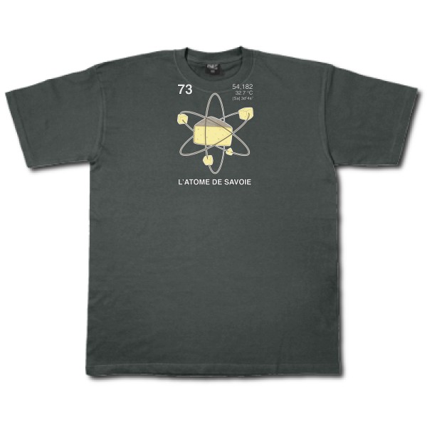 L'Atome de Savoie. - T-shirt humoristique pour Homme -modèle Fruit of the loom 205 g/m² - thème montagne -