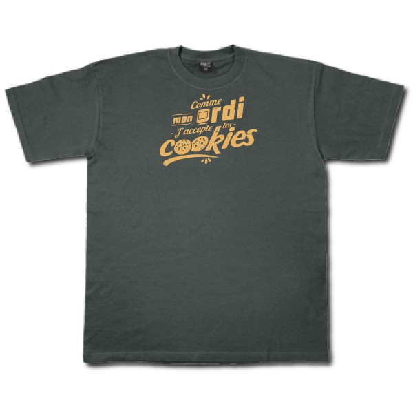 J'accepte les cookies -T-shirt Geek - Homme -Fruit of the loom 205 g/m² -thème cookies  - 