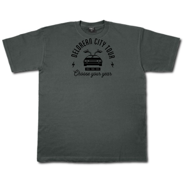 Delorean city tour - T-shirt vintage pour Homme -modèle Fruit of the loom 205 g/m² - thème automobile et cinema -