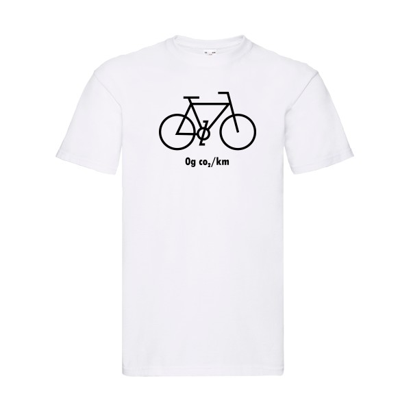 Zéro grammes de CO2 - T-shirt velo humour pour Homme -modèle Fruit of the loom 205 g/m² - thème humour et vélo -