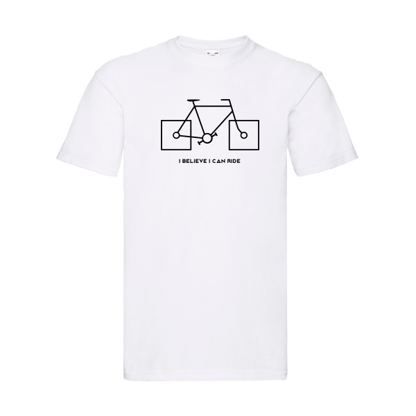 I believe I can ride - T-shirt velo humour Homme - modèle Fruit of the loom 205 g/m² -thème humour et vélo -