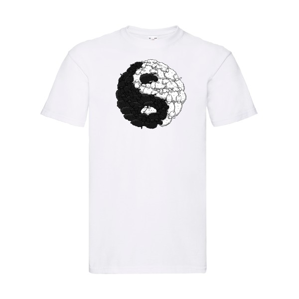 Mouton Yin Yang - Tee shirt humoristique Homme - modèle Fruit of the loom 205 g/m² - thème zen -