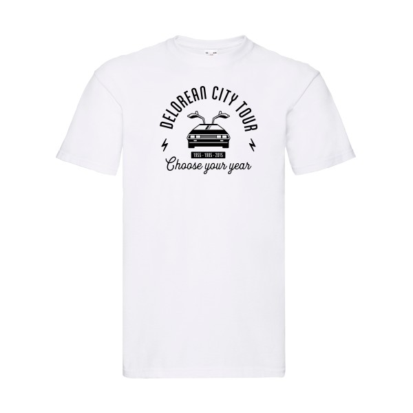 Delorean city tour - T-shirt vintage pour Homme -modèle Fruit of the loom 205 g/m² - thème automobile et cinema -