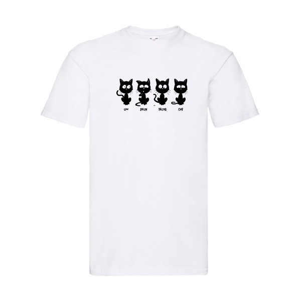 T shirt humour chat - un deux trois cat - Fruit of the loom 205 g/m² -