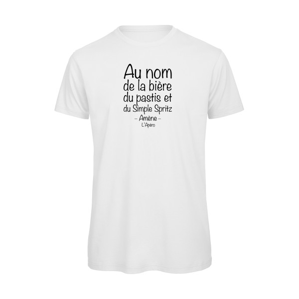 prière de l'apéro - T-shirt bio humour pastis Homme - modèle B&C - T Shirt  organique -thème parodie pastis et alcool - rueduteehsirt.com 
