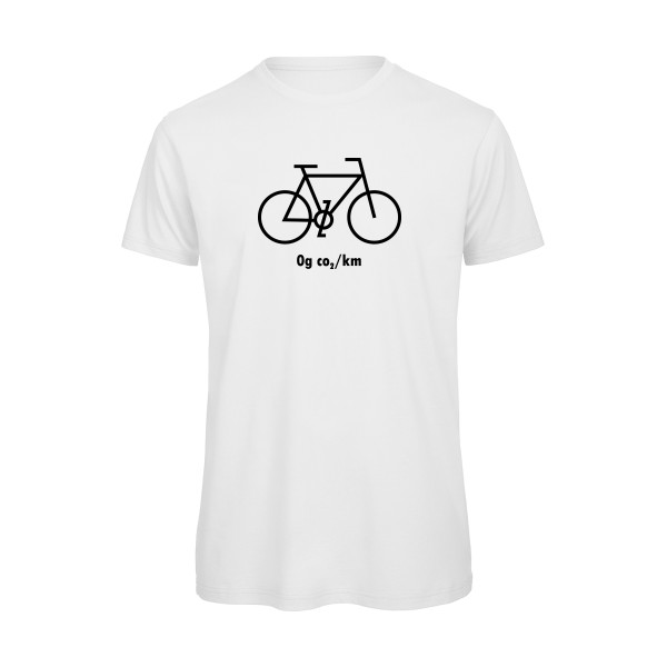 Zéro grammes de CO2 - T-shirt bio velo humour pour Homme -modèle B&C - T Shirt organique - thème humour et vélo -