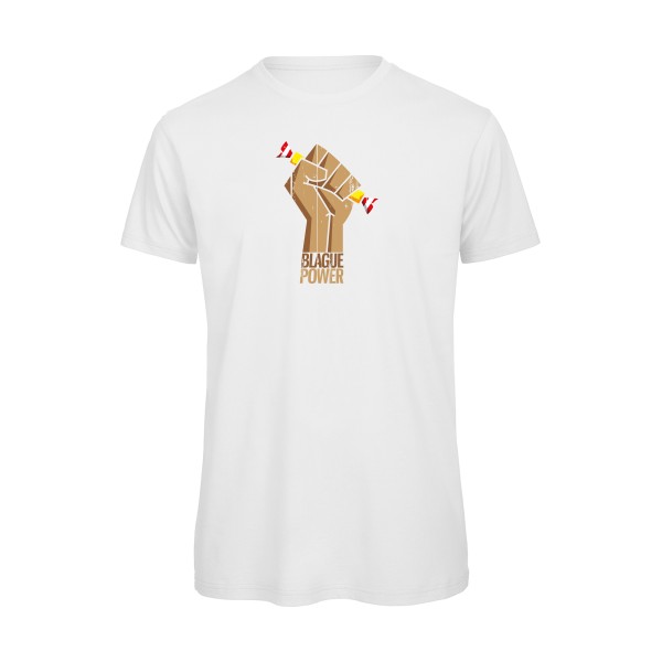 Blague Power - T-shirt bio parodie Homme - modèle B&C - T Shirt organique -thème blague carambar -