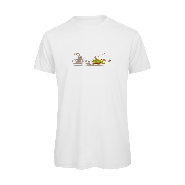 T-shirt bio Homme rigolo -Le Lièvre et la tortue... ninja -