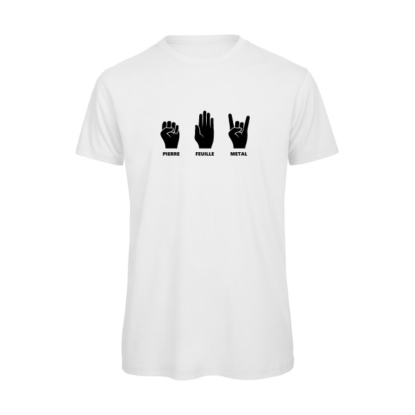 Pierre Feuille Metal - modèle B&C - T Shirt organique - T shirt Homme humour - thème tee shirt et sweat parodie -