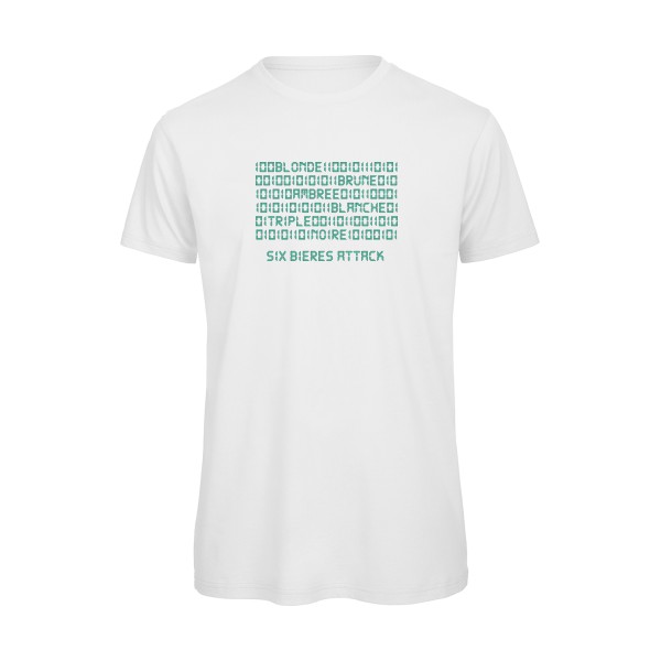 Six bières attack ! - T-shirt bio  alcool humour  - modèle B&C - T Shirt organique -thème vêtement parodie -