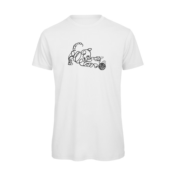 Pelote de chat -T-shirt bio rigolo Homme -B&C - T Shirt organique -thème  chat et animaux - 