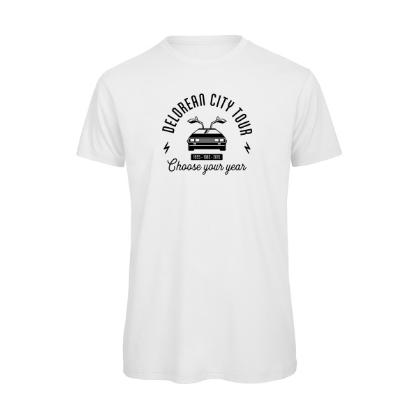 Delorean city tour - T-shirt bio vintage pour Homme -modèle B&C - T Shirt organique - thème automobile et cinema -