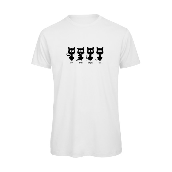 T shirt humour chat - un deux trois cat - B&C - T Shirt organique -