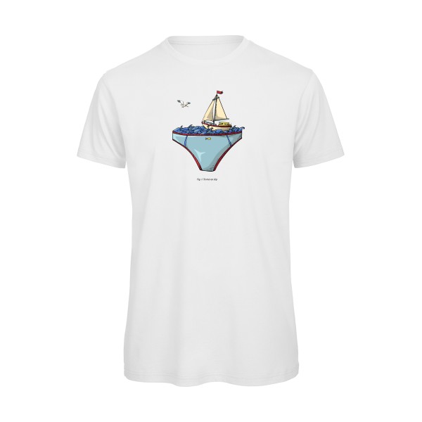 Ta mer en slip -T-shirt bio Homme marin humour -B&C - T Shirt organique -Thème humour et parodie -