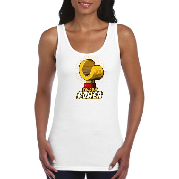 Yellow Power -Débardeur femme parodie marque - Gildan - Ladies Softstyle Tank Top