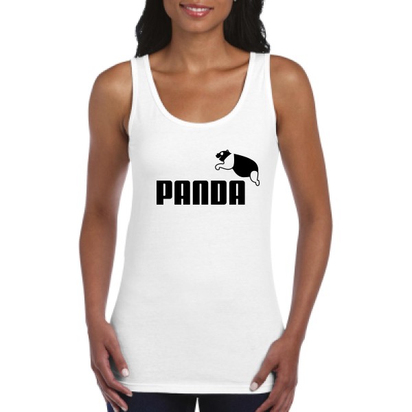 PANDA - Débardeur femme parodie pour Femme -modèle Gildan - Ladies Softstyle Tank Top - thème humour et parodie- 