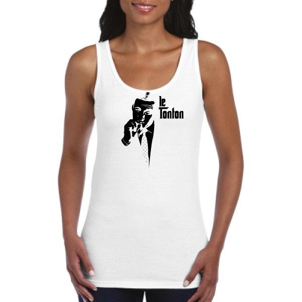 Le Tonton- t-shirt thème cinema- modèle Gildan - Ladies Softstyle Tank Top - Lino ventura -