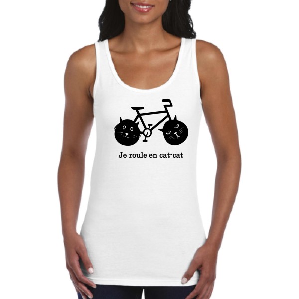 cat-cat bike - Débardeur femme humour velo - Thème t shirt  et sweat  original pour  Femme -