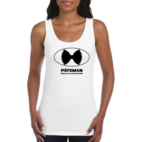 PÂTEMAN - modèle Gildan - Ladies Softstyle Tank Top - Thème t shirt parodie et marque  -
