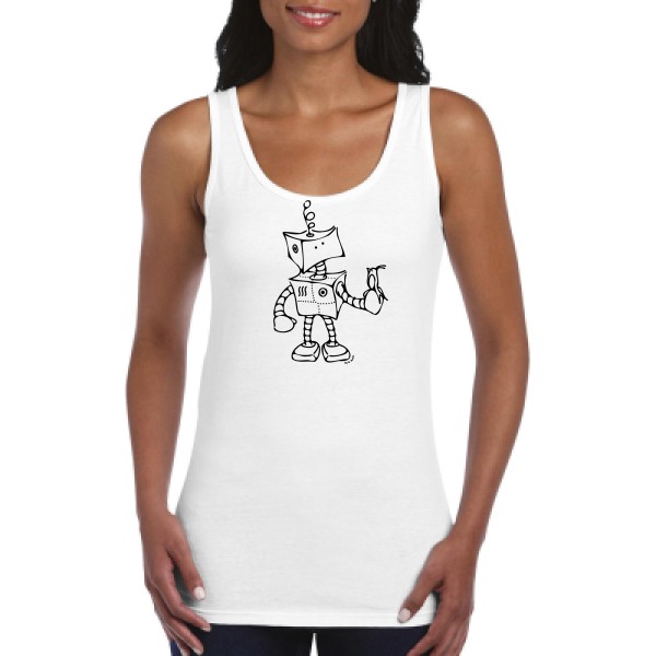 Robot & Bird - modèle Gildan - Ladies Softstyle Tank Top - geek humour - thème tee shirt et sweat geek -