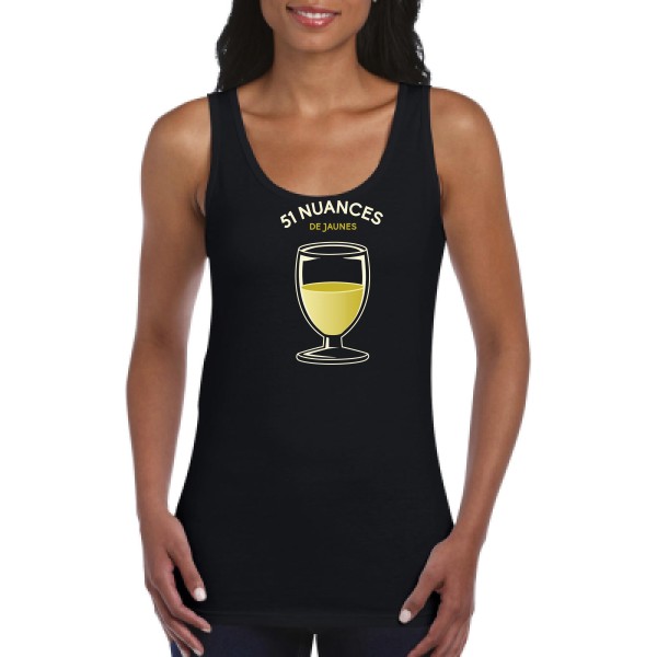 51 nuances de jaunes -  Débardeur femme Femme - Gildan - Ladies Softstyle Tank Top - thème t-shirt  humour alcool  -