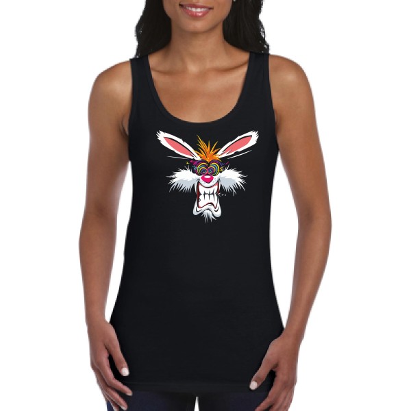 Rabbit  - Tee shirt humoristique Femme - modèle Gildan - Ladies Softstyle Tank Top - thème graphique -