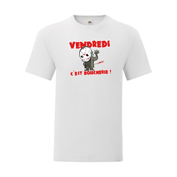 T shirt Homme  - Fruit of the loom (Iconic T 150 gr/m2 - coupe Fit) - VENDREDI, c'est boucherie !