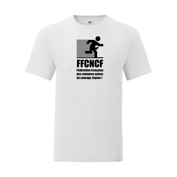 T shirt Homme  - Fruit of the loom (Iconic T 150 gr/m2 - coupe Fit) - Ceinture noire de courage, fuyons !