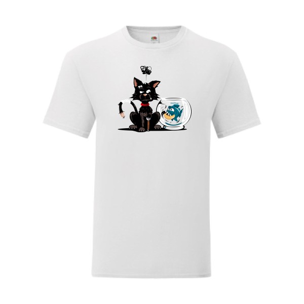 T shirt Homme  - Fruit of the loom (Iconic T 150 gr/m2 - coupe Fit) - Le piranha et le chat