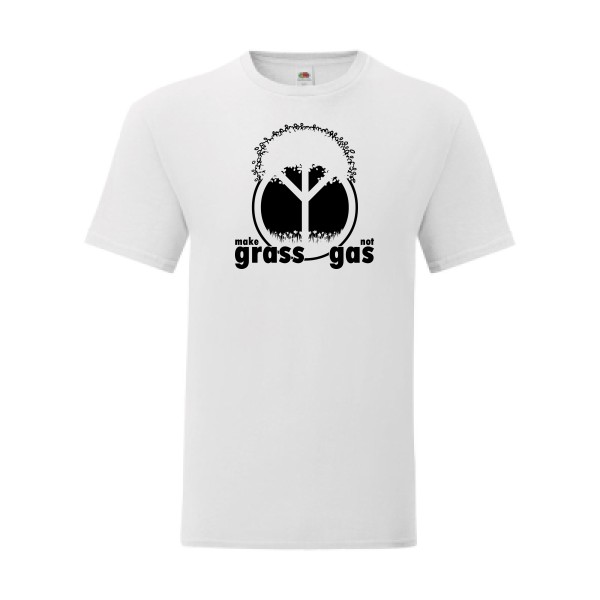 T shirt Homme  - Fruit of the loom (Iconic T 150 gr/m2 - coupe Fit) - make grass, not gas avec texte