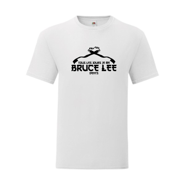 T shirt Homme  - Fruit of the loom (Iconic T 150 gr/m2 - coupe Fit) - Moi je me Bruce Lee Dents