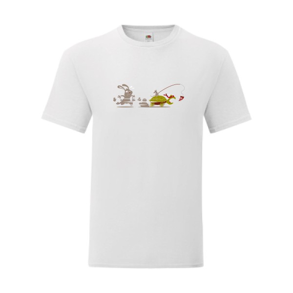 T shirt Homme  - Fruit of the loom (Iconic T 150 gr/m2 - coupe Fit) - Le Lièvre et la tortue... ninja