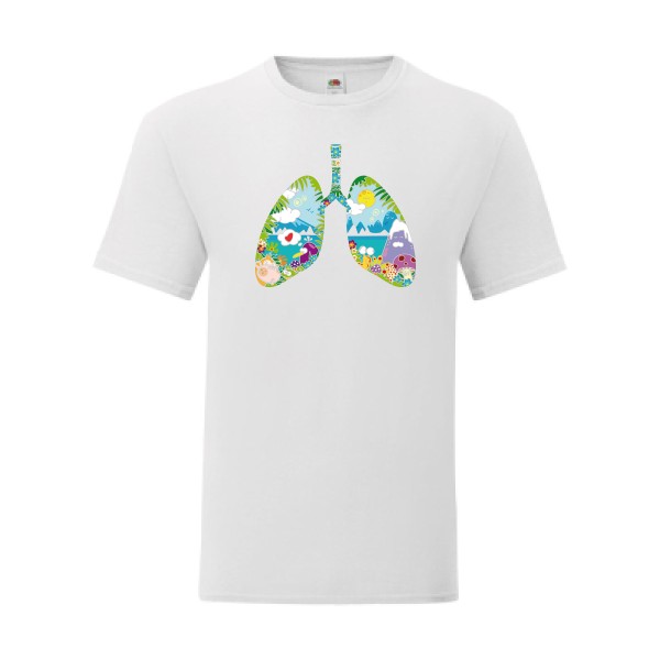 T shirt Homme  - Fruit of the loom (Iconic T 150 gr/m2 - coupe Fit) - happy lungs