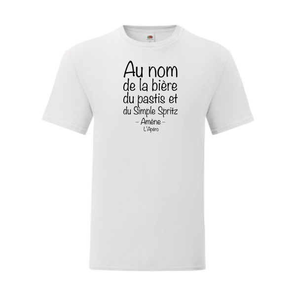 T shirt Homme  - Fruit of the loom (Iconic T 150 gr/m2 - coupe Fit) - prière de l'apéro