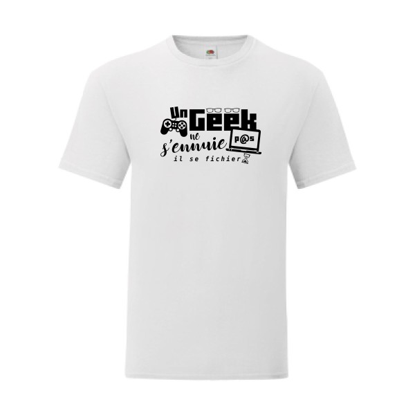 T shirt Homme  - Fruit of the loom (Iconic T 150 gr/m2 - coupe Fit) - Un geek ne s'ennuie pas